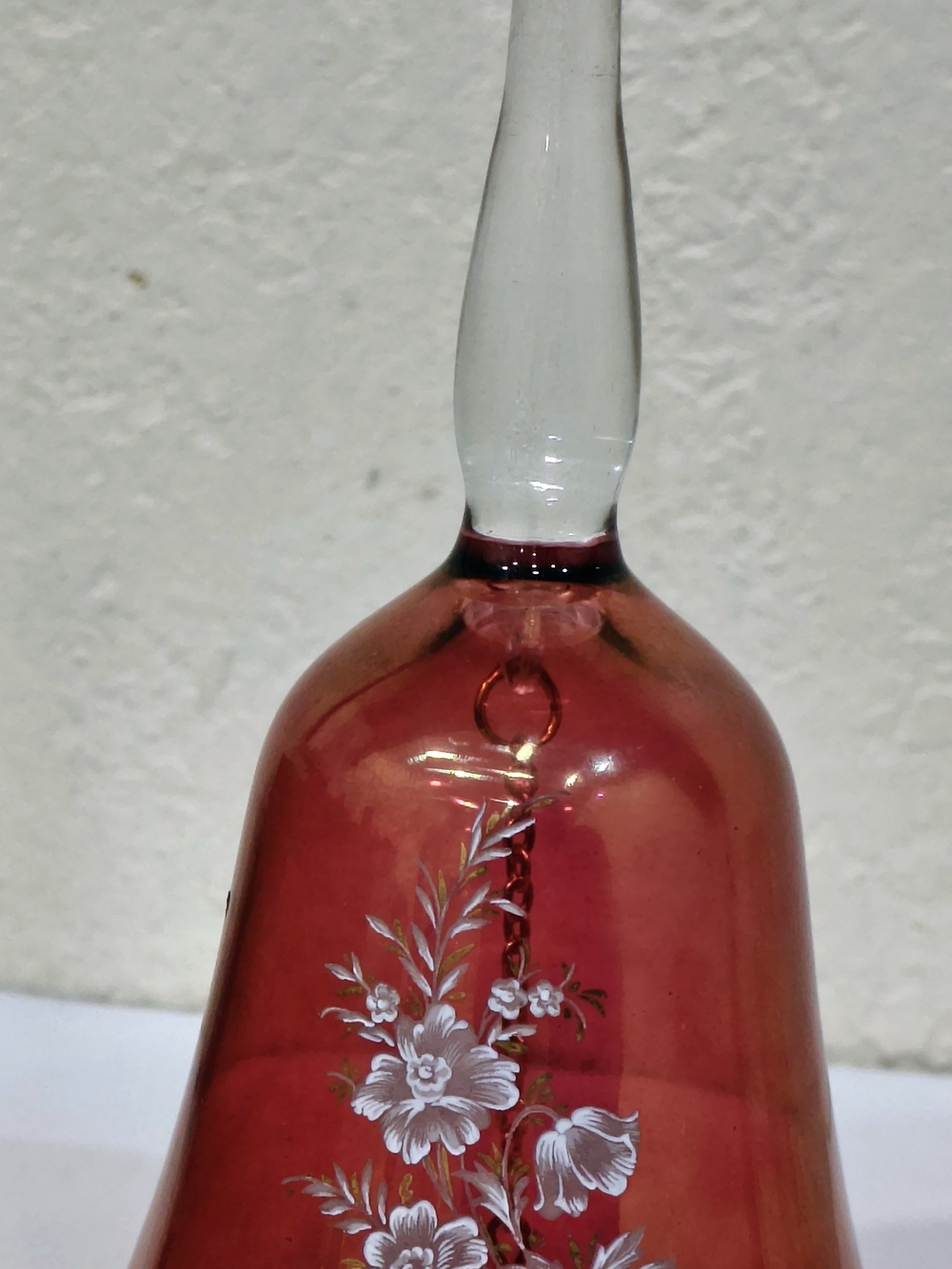 Ruby Red Glass Hand painted Bell